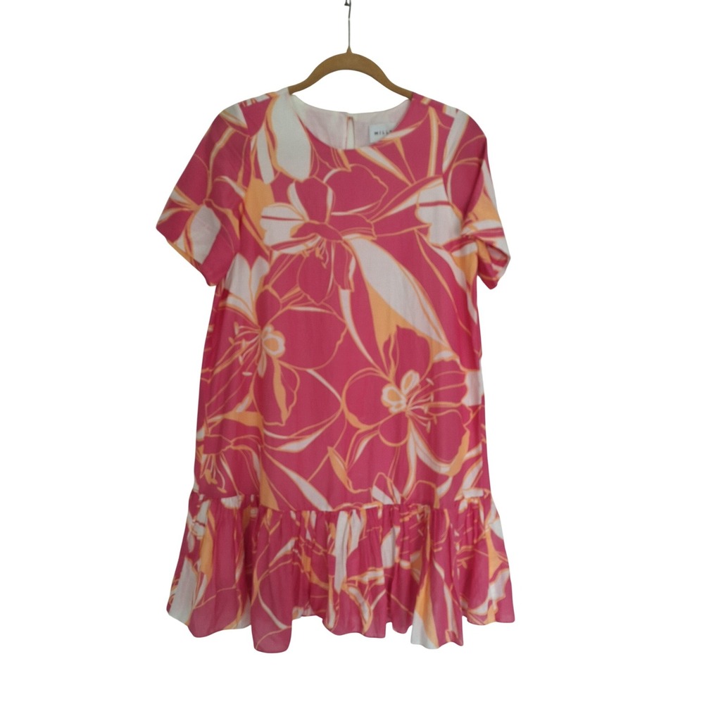 MILLY Floral Pink silk cotton DRESS SZ 2